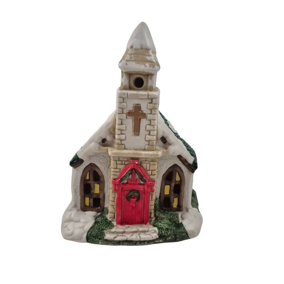AMC Porcelain Church Lighted Christmas Village Light Cord Unboxed Holiday Decor - Picture 3 of 10